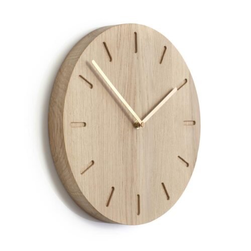 Watch:Out wall clock oak, oak-brass