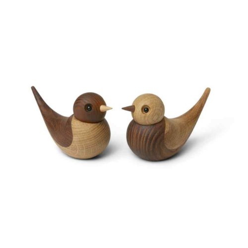 Soulmates swallow decoration 2 pieces, Oak-ash