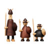 The vikings of Denmark wooden figure 3 pieces, Stained beech
