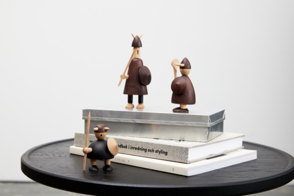 The vikings of Denmark wooden figure 3 pieces, Stained beech